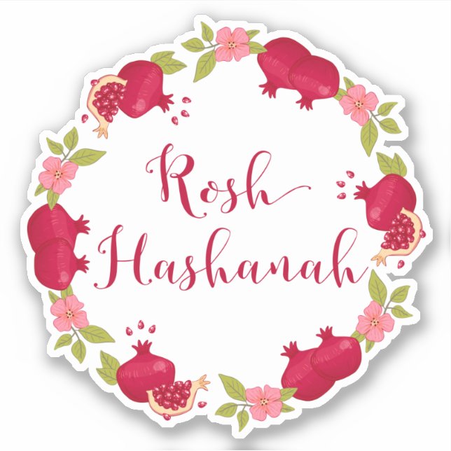 Rosh Hashanah New Year Pomegranate Flower Wreath (Front)