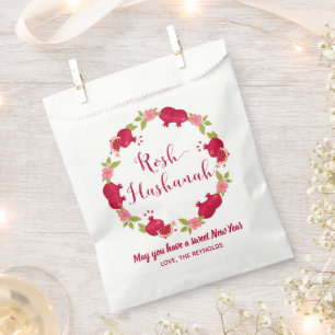 Rosh Hashanah New Year Pomegranate Flower Wreath Favour Bags