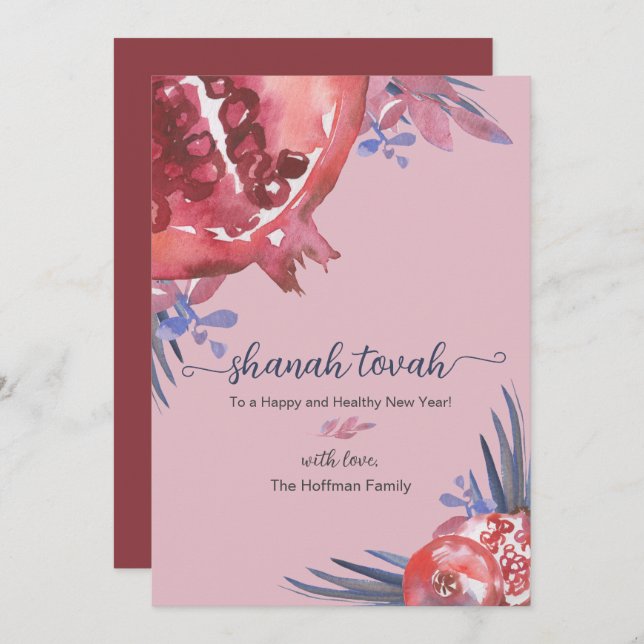 Rosh Hashanah Pomegranate Jewish New Year Card (Front/Back)