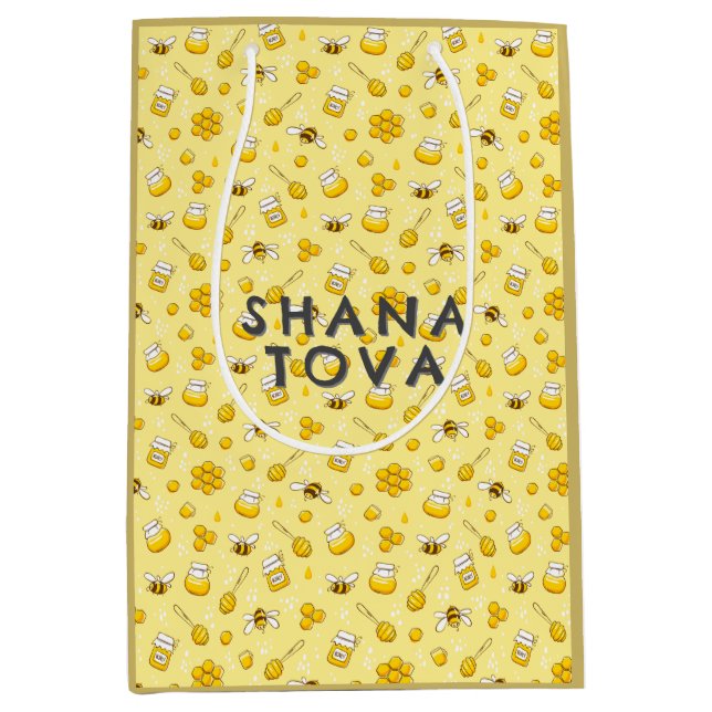 Rosh Hashanah Shana Tova Pretty Fun Name Gift Bag (Front)