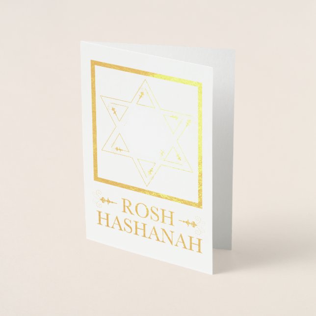 Rosh Hashanah Star of David Gold Foil Card (Front)