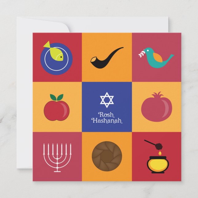 Rosh Hashanah Symbols Flat Card (Front)