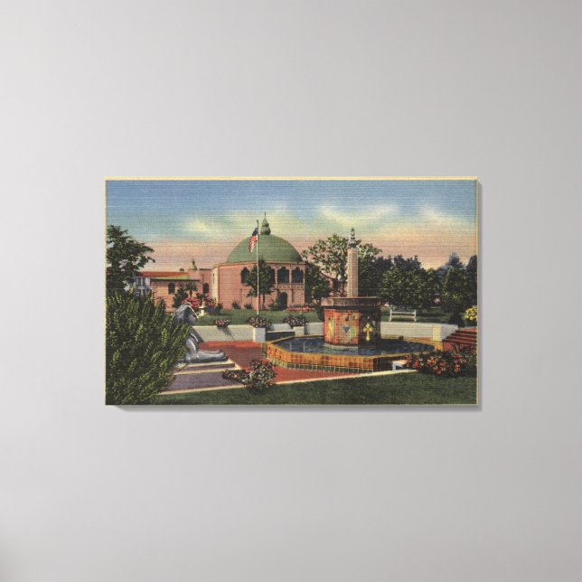 Rosicrucian Park, Fountain and Garden View Canvas Print (Front)