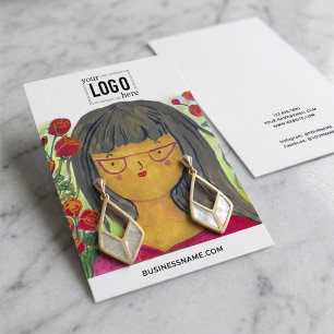 Rosie Girl Logo Painting Earrings Display Card
