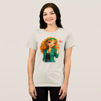 Rosie Max Cartoon Girl T-Shirt – Cute Orange Curly Tri-Blend Shirt