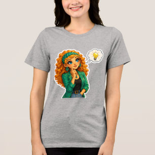 Rosie Max Cartoon Girl T-Shirt – Cute Orange Curly Tri-Blend Shirt