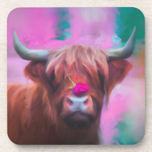"Rosie of the Highlands" – Highland Cow Portrait Coaster