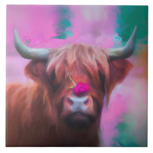 "Rosie of the Highlands" – Highland Cow Portrait Tile