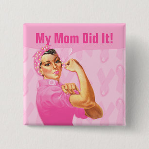 Rosie Riveter Custom Cancer 15 Cm Square Badge