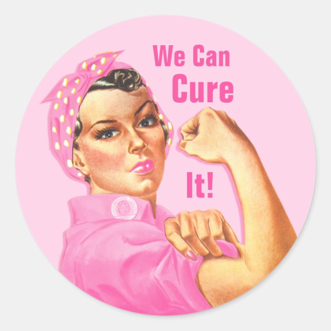 Rosie Riveter Custom Cancer Classic Round Sticker (Front)