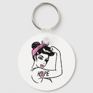 Rosie Riveter Hope Fighting Breast Cancer Awarenes Key Ring