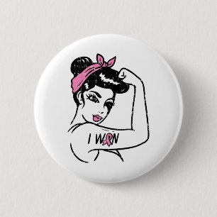 Rosie Riveter I Won Awareness Breast Cancer Surviv 6 Cm Round Badge