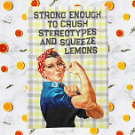 Rosie Riveter Inspired Towel to Crush Stereotypes<br><div class="desc">Elevate your kitchen experience with our Rosie Riveter-inspired kitchen towel, designed to crush stereotypes while you squeeze lemons and conquer culinary challenges. Featuring a bold woman flexing her muscles, this towel isn't just for wiping spills; it's a statement piece celebrating women's strength and empowerment. Personalise it with your favourite motivational...</div>