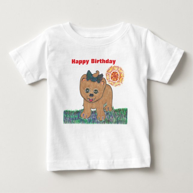 Rosie The Pomeranian Puppy Baby T-Shirt (Front)