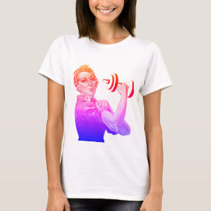 Rosie the Power Lifter in Rainbow T-Shirt