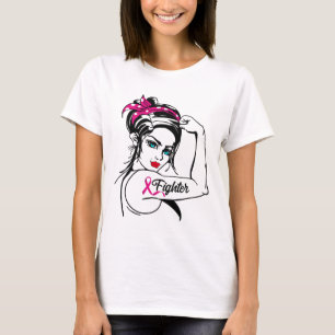 Rosie The Riveter Breast Cancer Awareness  T-Shirt