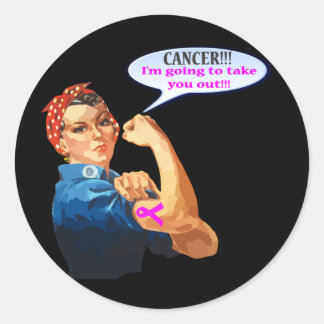 Rosie the Riveter Breast Cancer Charity Design Classic Round Sticker