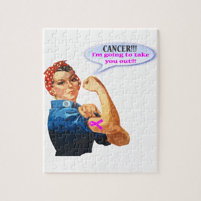 Rosie the Riveter Breast Cancer Charity T Shirt Jigsaw Puzzle (Vertical)