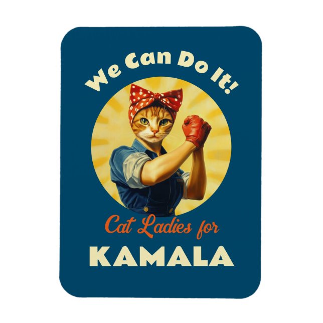 Rosie The Riveter Cat Ladies For Kamala Harris Magnet (Vertical)