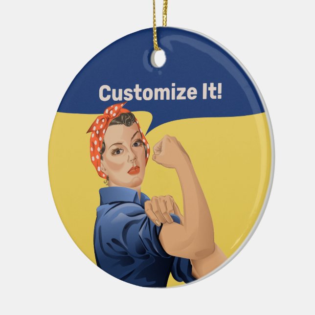 Rosie the Riveter Ceramic Tree Decoration (Left)