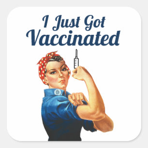 Rosie the Riveter Covid-19 Vaccine Vaccinated Square Sticker