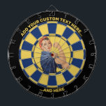 Rosie the Riveter Dartboard<br><div class="desc">Rosie the Riveter. Custom background and banner colour. Top and bottom custom text.</div>