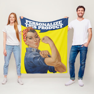 Rosie the Riveter easy to personalise Fleece Blanket