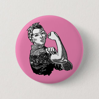Rosie-The-Riveter Feminist Line-Art Graphic 6 Cm Round Badge