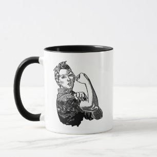 Rosie-The-Riveter Feminist Line-Art Graphic Mug