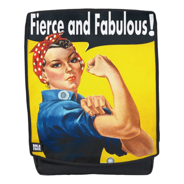 Rosie The Riveter Fierce and Fabulous Trendy Backpack (Front)