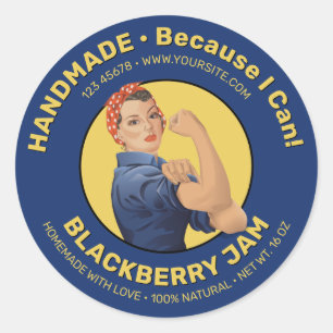 Rosie the Riveter Jar Lid Round Sticker