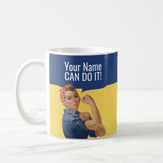 Rosie the Riveter Mugs | Personalised text (Left)