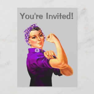 Rosie The Riveter - Purple Invitation Postcard