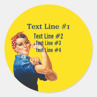 Rosie The Riveter Retro Style Personalised Classic Round Sticker
