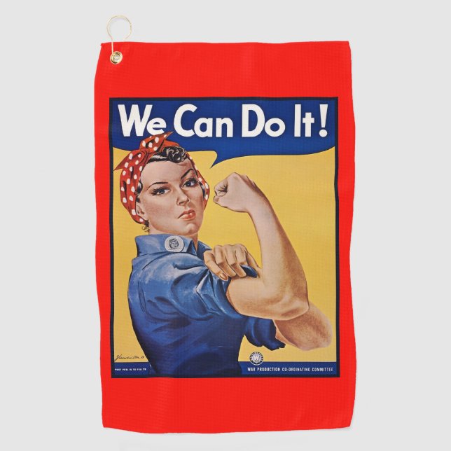 Rosie the Riveter: Strong Women Female Empowerment Golf Towel (Front)