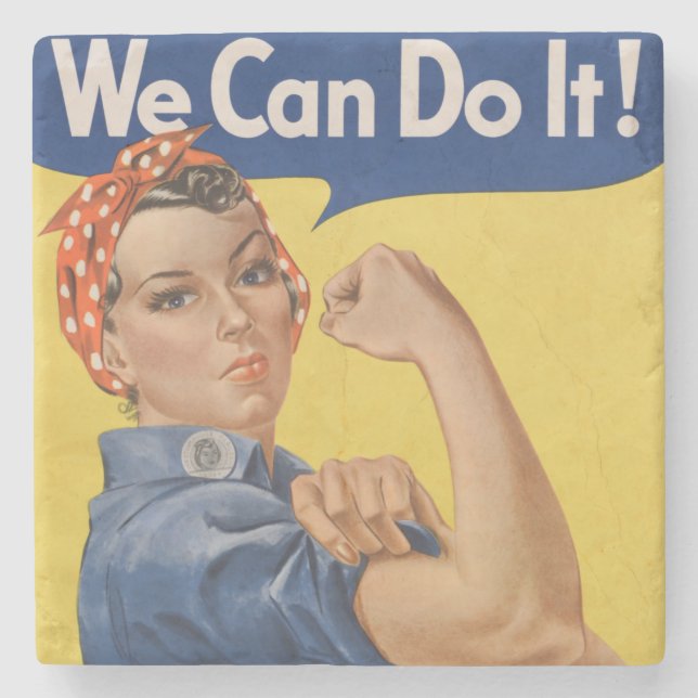 Rosie the Riveter: Strong Women Female Empowerment Stone Coaster (Front)