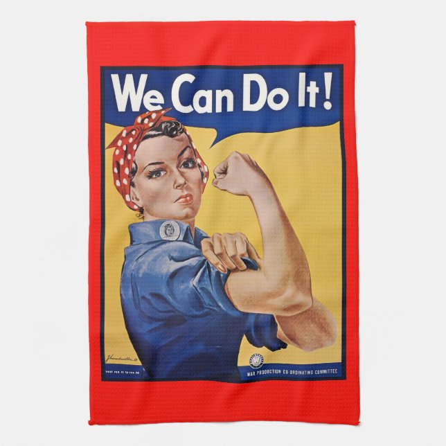 Rosie the Riveter: Strong Women Female Empowerment Tea Towel (Vertical)