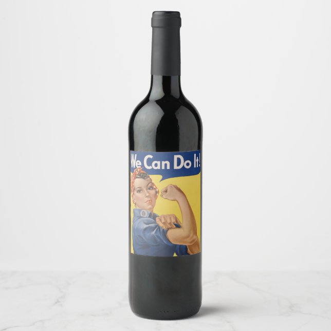 Rosie the Riveter: Strong Women Female Empowerment Wine Label (Front)