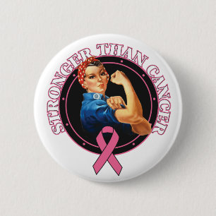 Rosie The Riveter Stronger Than Breast Cancer 6 Cm Round Badge