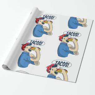 rosie the riveter taco cinco de mayo wrapping paper