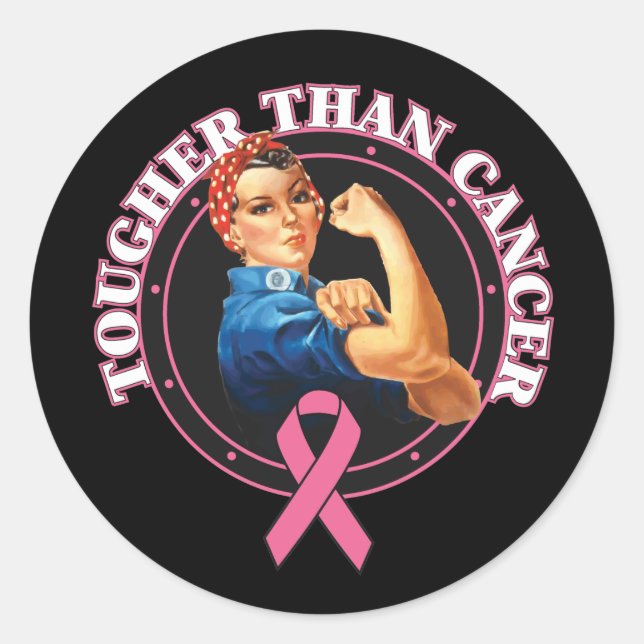 Rosie The Riveter Tougher Than  Breast Cancer Classic Round Sticker (Front)