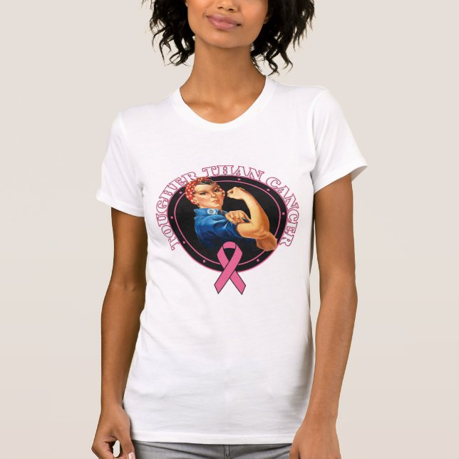 Rosie The Riveter Tougher Than  Breast Cancer T-Shirt (Front)