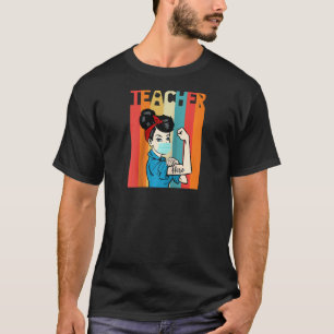 Rosie The Riveter Vintage Teacher With Face Mask R T-Shirt