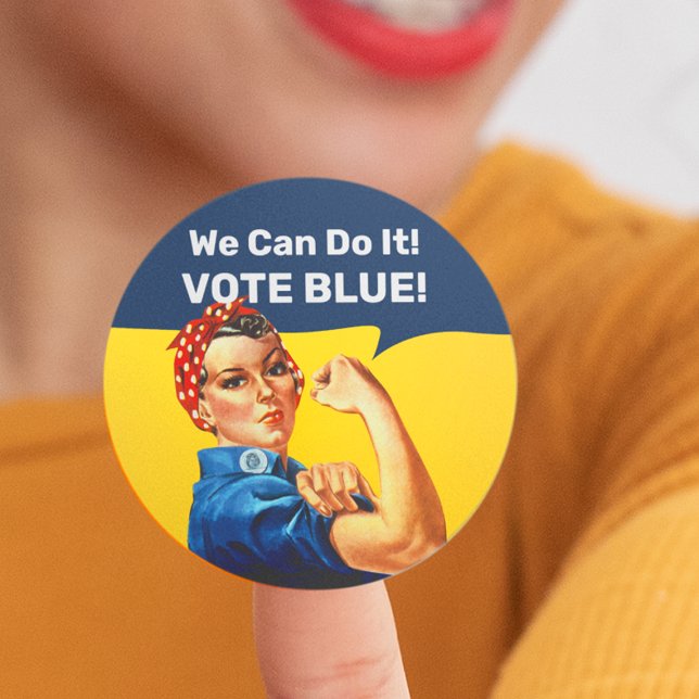 Rosie the Riveter | Vote Blue | Classic Round Sticker (Creator Uploaded)