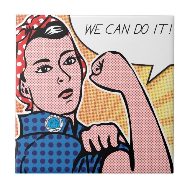 Rosie the Riveter We Can Do It! Pop Art Dots Tile (Front)