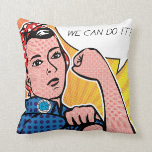 Rosie the Riveter We Can Do It! POP Art Style Dots Cushion