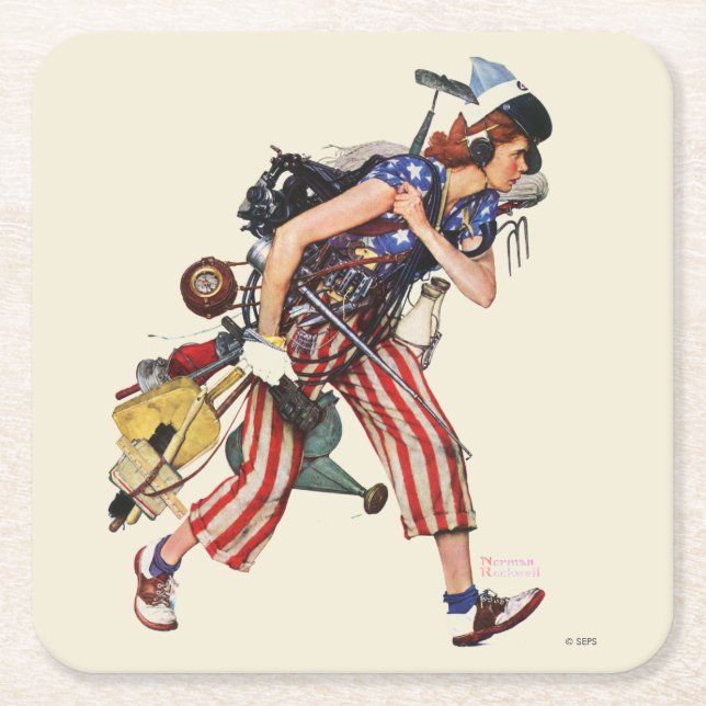 Rosie to the Rescue Square Paper Coaster (Front)