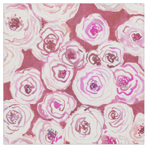 ROSIE VIEW Red Rose Floral Pattern Fabric