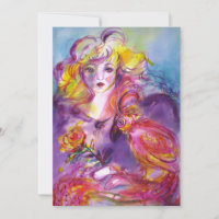 ROSINA / LADY WITH ROSE AND PARROT Pink Blue