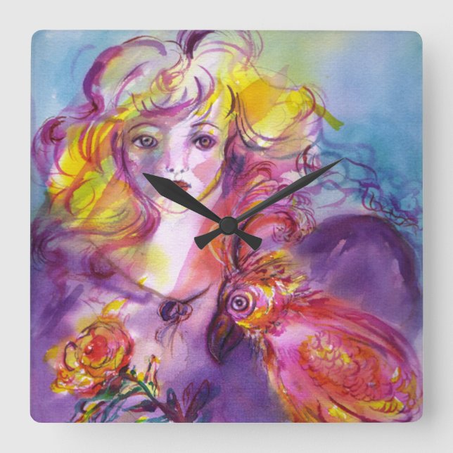 ROSINA / Venetian Masquerade Square Wall Clock (Front)
